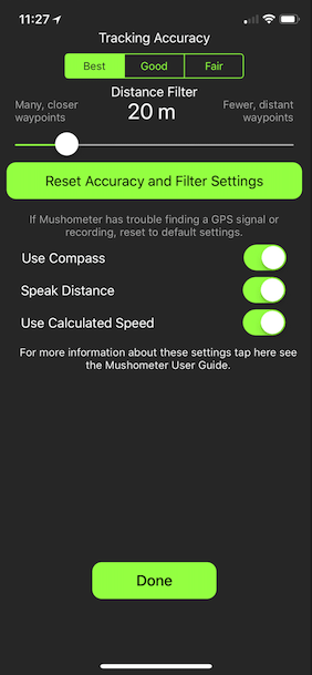 GPS Settings Screen